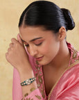 Emerald Kundan Polki Victorian Gold Bracelet