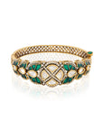 Emerald Kundan Polki Victorian Gold Bracelet