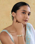Kundan Polki Pearl Dome Gold Bracelet