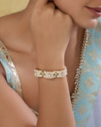 Kundan Polki Pearl Dome Gold Bracelet