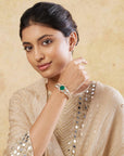 Kundan Gold Emerald Kada Bracelet