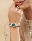 Kundan Gold Emerald Kada Bracelet