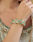 Festive Mint Kundan Gold Kada Bangle