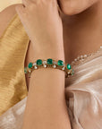 Kundan Polki Emerald Square Gold Bangle
