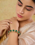 Kundan Polki Emerald Square Gold Bangle