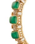 Kundan Polki Emerald Square Gold Bangle