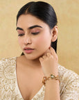 Ghoongroo Kundan Polki Gold Bangle