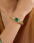 Emerald Solitaire Kundan Gold Bracelet