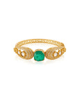 Emerald Solitaire Kundan Gold Bracelet