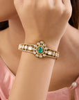 Emerald Green Kundan Gold Bracelet