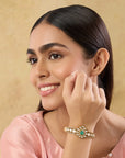 Emerald Green Kundan Gold Bracelet