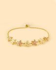 Ruby Floral Jadau Gold Bracelet