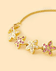 Ruby Floral Jadau Gold Bracelet