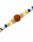 Rudraksh Yellow Blue Thread Rakhi