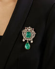 Emerald Drop Kundan Brooch