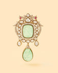Emerald Drop Kundan Brooch