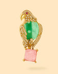 Emerald Parrot Zircon Brooch