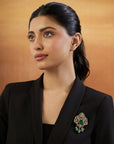 Traditional Emerald Kundan Brooch