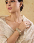 Gold Kundan Polki Statement Bangle Bracelet