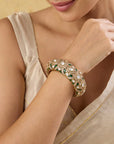 Gold Kundan Polki Statement Bangle Bracelet