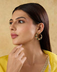 Gold Kundan Polki Hoop Earrings