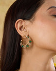 Gold Kundan Polki Hoop Earrings