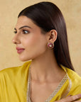 Gold Kundan Polki Pink Stud Earrings