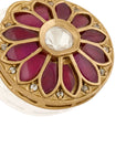 Gold Kundan Polki Pink Stud Earrings