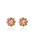 Gold Kundan Polki Phool Stud Earrings