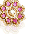Gold Kundan Polki Phool Stud Earrings