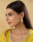 Polki Kundan Gold Festive Hoop Earrings