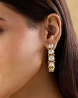 Polki Kundan Gold Festive Hoop Earrings
