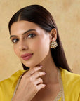 Polki Kundan Gold Trikone Stud Earrings