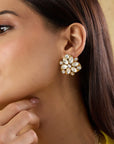 Polki Kundan Gold Trikone Stud Earrings