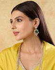 Gold Kundan Polki Trikone Earrings