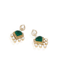 Gold Kundan Polki Trikone Earrings