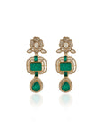 Green Kundan Polki Statement Earrings