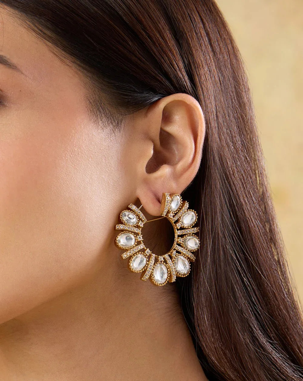 Kundan Front Back Hoop Earrings – indinoor