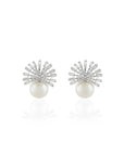 White Zirconia Pearl Earrings