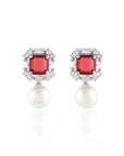 Ruby Zirconia Pearl Earrings