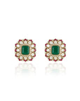 Green Polki Kundan Stud Earrings
