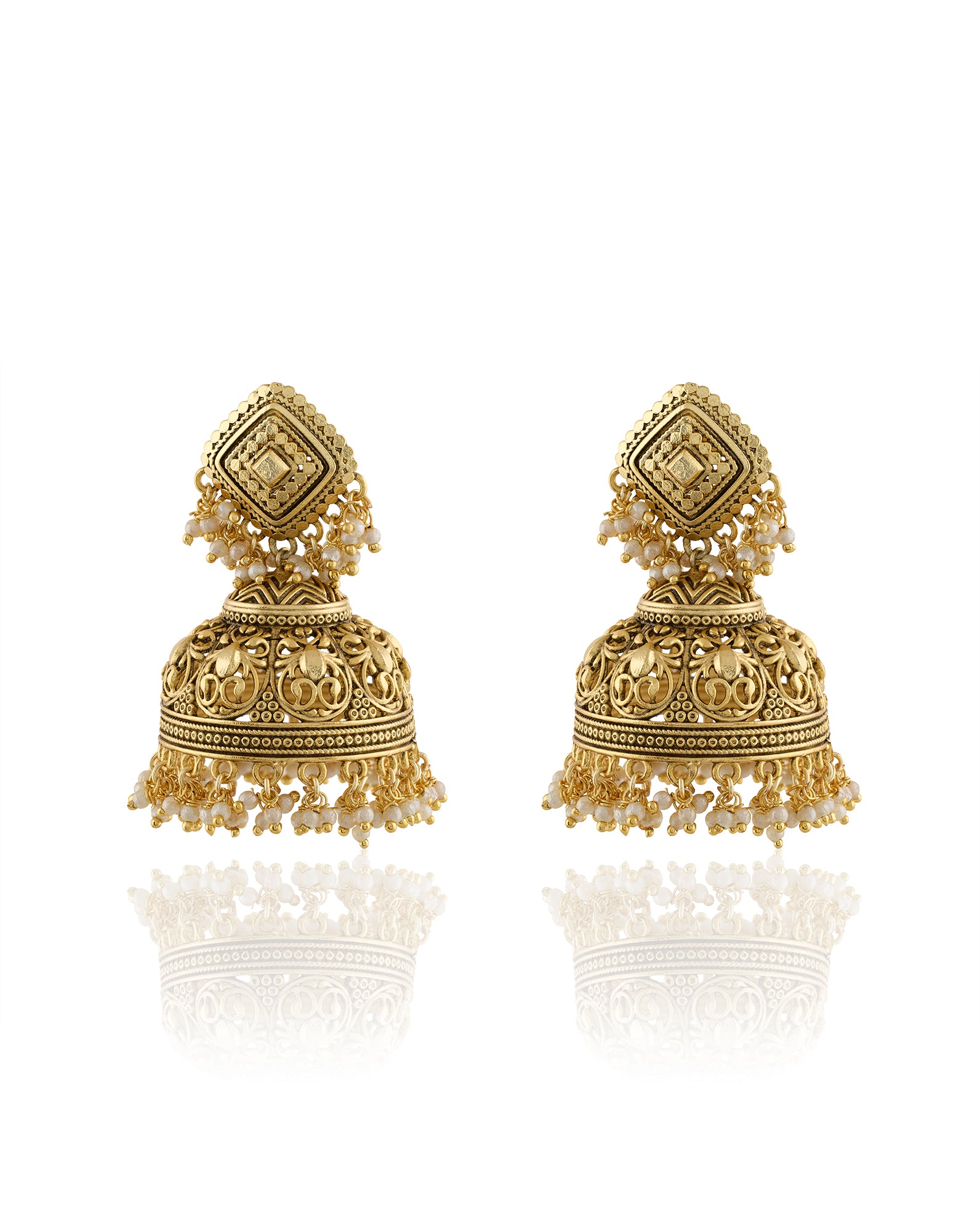 Basra Pearl Temple Jhumkas