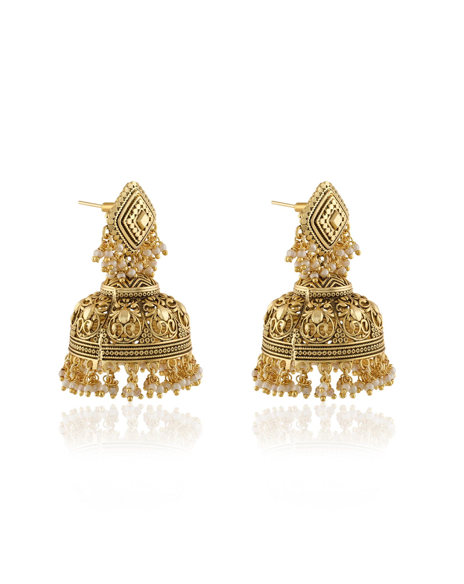 Basra Pearl Temple Jhumkas