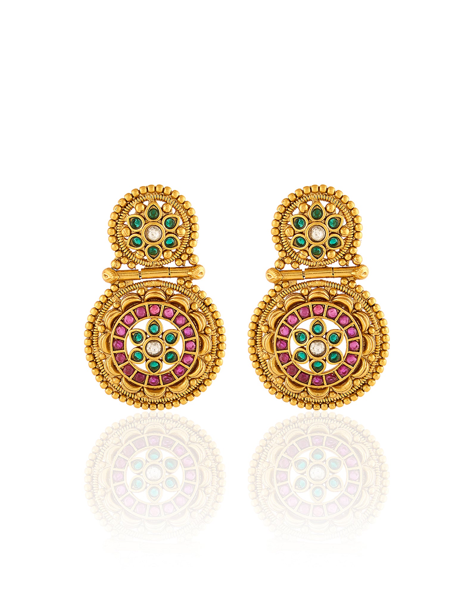 Temple Wheel Dangler Earrings