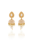 Temple Pearl Jhumki Earrings