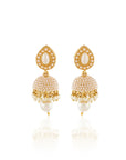 Temple Pearl Jhumki Earrings
