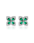 Zirconia Clover Stud Earrings