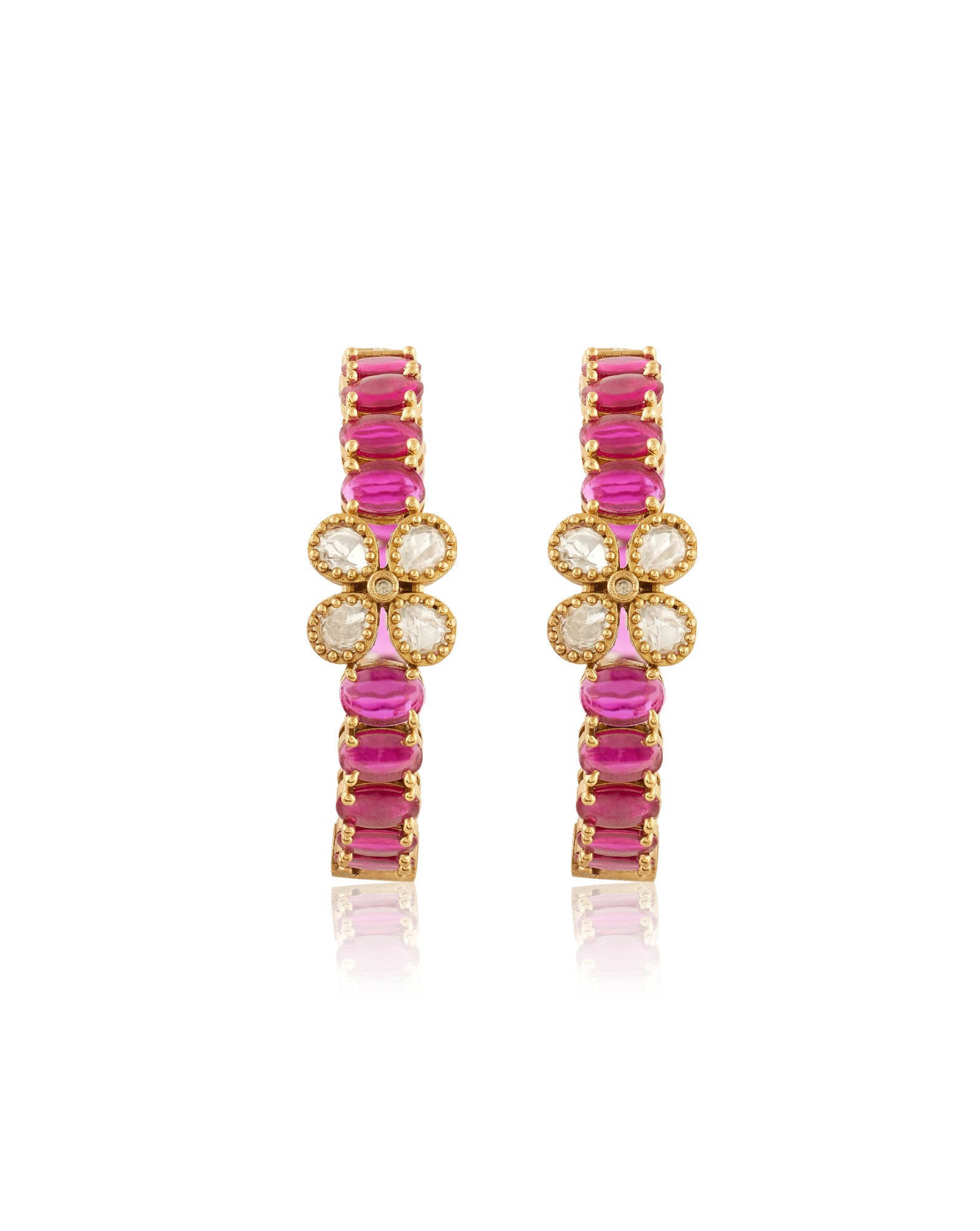 Manika Kundan Polki Hoop Earrings
