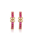 Kundan Polki Ruby Gold Hoop Earrings