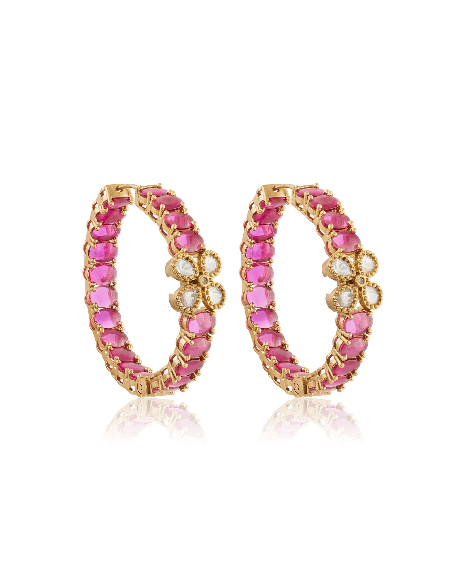 Manika Kundan Polki Hoop Earrings